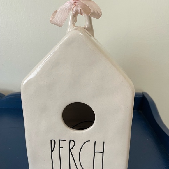 Rae Dunn Other - Rae Dunn Cream Birdhouse with Pink Ribbon